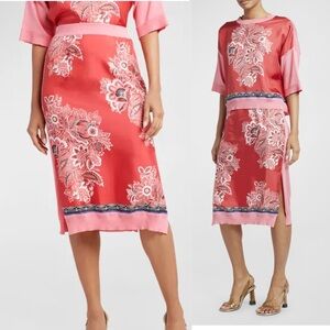 Etro Coral and Pink Floral Skirt Set